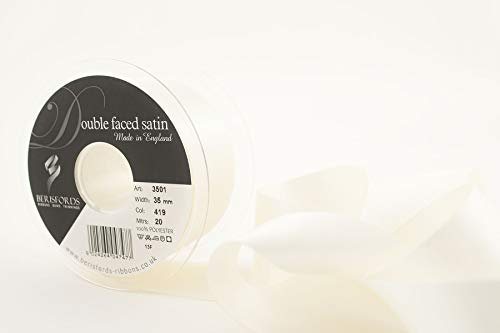 Berisfords 3501 35mm 419 Bridal White Double Satin Ribbon x 20mtr, 20m