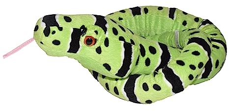 Wild Republic Plush Snake Grüne Gesteinsrassel, Plüsch-Schlange, Riesen-Kuscheltier, 137 cm, Baby Shower Geschenk, Stofftier, Füllung aus recycelten Wasserflaschen