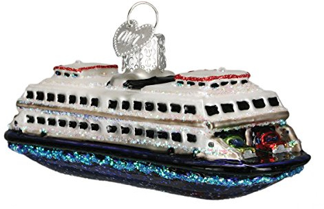 Old World Christmas Ornamente: Flugzeuge, Züge, Hubschrauber, Boote und Lastwagen, Glasgeblasene Ornamente für Weihnachtsbaum, Fähre