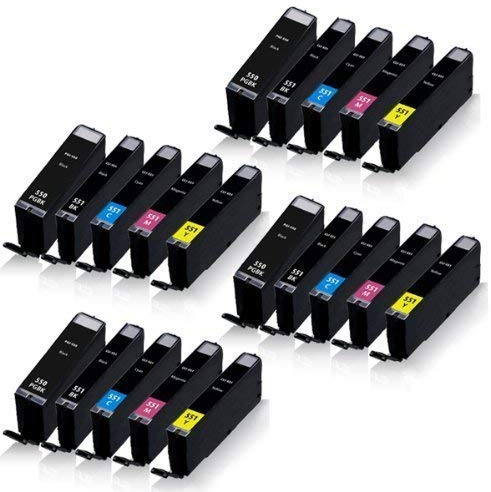 20x Print-Klex XL Tintenpatronen kompatibel für Canon Pixma IP-7220 IP-7240 IP-7250 IP-7270 Pixma MG-5420 MG-5440 MG-5450 MG-5470 MG-5520 MG-5550 PGI550 CLI551 PGI-550 CLI