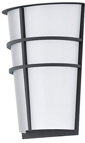 EGLO LED Außen-Wandlampe Breganzo, 2 flammige Außenleuchte, Wandleuchte aus Stahl und Kunststoff, Farbe: Anthrazit, weiß, IP44