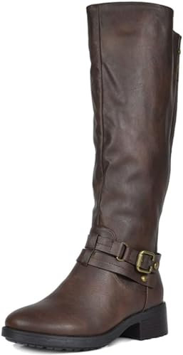 DREAM PAIRS Stivali Eleganti sopra Il Ginocchio con Tacco Largo da Donna Stivali Alti retrò da Donna,Size 36,Marrone,Uncle