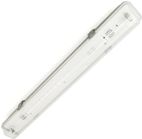 BeMatik - Pantalla estanca para Tubo LED 1 x 600 mm con conexión en un Extremo IP65 T8 G13