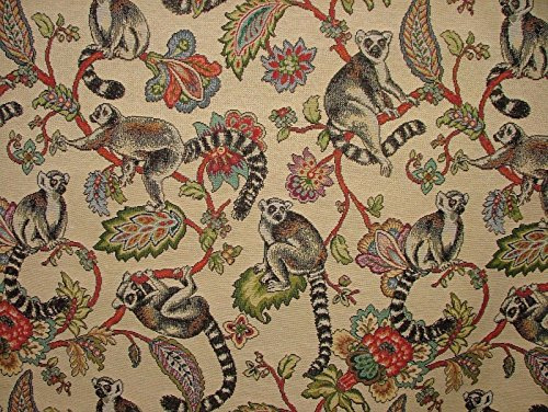 Animal Tapestry Madagascan Lemur Designer Fabric Ideal for Upholstery Curtains Cushions Throws (Per Full Metre)