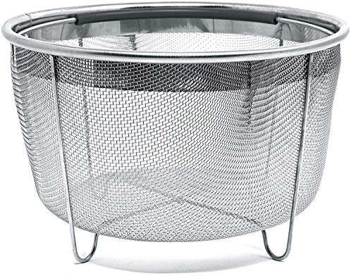 Cuisinox Stainless Steel 6 Quart Steamer Basket with Silicone Handle for Instant Pot Steaming Vegetables Eggs Meats Bone Broths Stocks