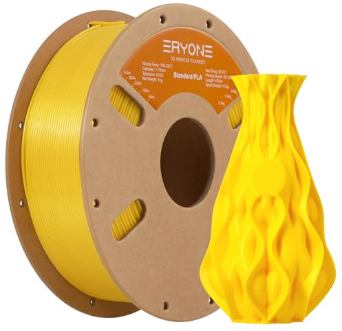 ERYONE PLA Filament 1.75 mm, 3D Drucker Filament PLA, Maßgenauigkeit +/- 0,03 mm 1 kg/Spule, Gelb.
