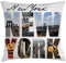 ABAKUHAUS Vereinigte Staaten Kissenbezug, New York Collage, Dekokissenhüllen Waschbar Inn/Outdoor Beidseitiger Druck mit Reißverschluß, 40 x 40 cm, Weiß Schwarz