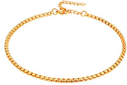 Bracelet Cheville Plaqué Or pour Femme,Chaîne de Pied de Plage 3mm Maille Classique Vénitienne en Acier Inoxydable Accessoires pour Plage Chaîne Réglable 9+2(22.8+5cm) Ajustable Pour Femme et Fille