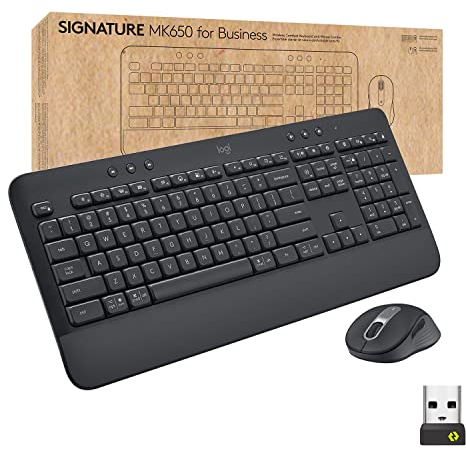 Logitech Signature MK650 Combo for Business, Mouse e Tastiera senza fili, Logi Bolt, Bluetooth, SmartWheel, Globally Certified, Windows/Mac/Chrome/Linux, Nero