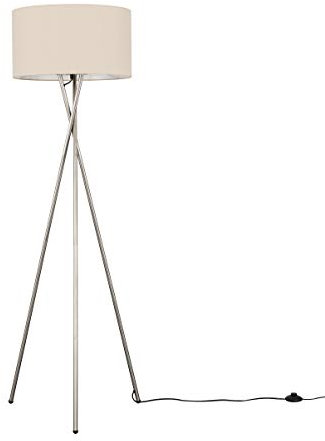 MiniSun | Modern Brushed Chrome Floor Lamp with a Beige Shade | Floor Lamps & Torchieres, Home Décor & Improvement Essential | Includes 6W GLS Bulb [3000K Warm White]