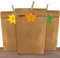 24 Adventskalender Kraftpapiertüten mit 24 Zahlen-Aufklebern Bunte Sterne zum Verschließen für den Adventskalender zum Basteln und Befüllen