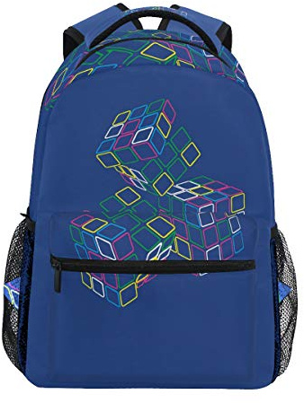 BEUSS Zauberwürfel Druck Studentenrucksack Kinderrucksack Büchertasche Schülerrucksack mit Laptop Rucksäcke für die Reise Teen Mädchen Jungs