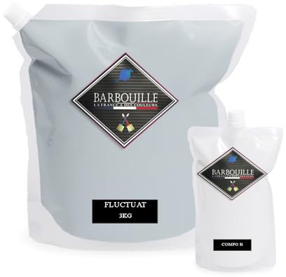 Peinture Résine Gris Clair Fluctuat - Résine Epoxy Bi-Composants - Effet Brillant - Peinture Mur, Plafond, Boiserie, Carrelage & Métal - Lessivable - COV A+ - Fabriquée En France - 2,5 L - BARBOUILLE