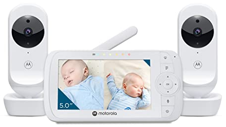 Motorola Nursery VM35-2 / Ease 35-2 Babyphone mit 2 Kameras 5,0 Zoll Video Baby Monitor Display - Nachtsicht, Zwei-Wege Kommunikation, Wiegenlieder, Zoom, Raumtemperatur, 1080p - Weiß