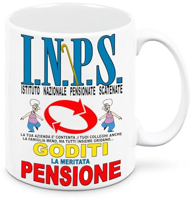 Mr. Gadgets Tazza Simpatica Per Festa Pensione Con Varie Scritte (I.N.P.S goditi la pensione donna)