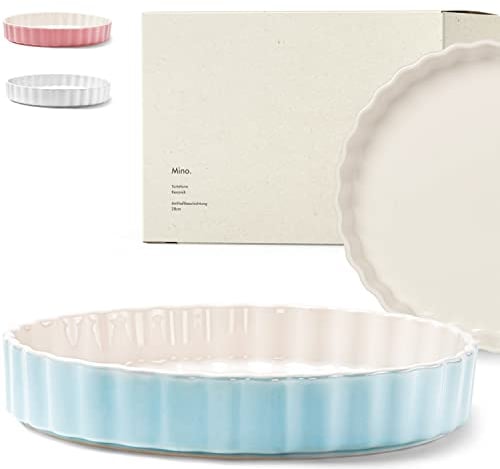 KIVY Quicheform Keramik 28cm - Antihaftbeschichtete Tarteform 28 cm rund - Tarteform Keramik 28 cm - Tarteformen & Quicheformen - Pie Form - Quiche Backform - Quicheform 28cm Blau