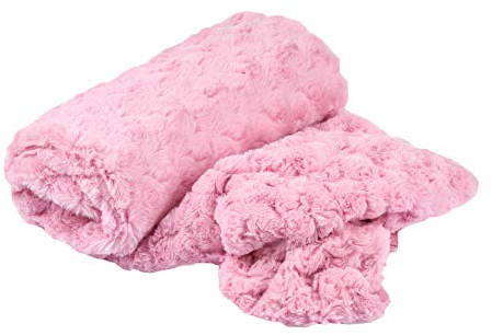 Tissu tricoté en peluche motif en spirale, Roses, Fourrure artificielle 50x160 cm (Rose clair)