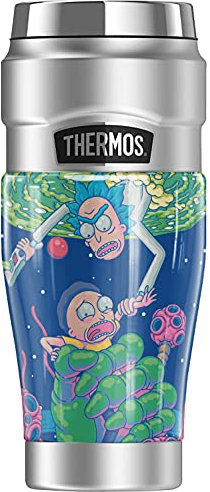 Rick and Morty Rick and Morty Rescue THERMOS STAINLESS KING Stainless Steel Travel Tumbler, Vacuum insulated & Double Wall, 16oz