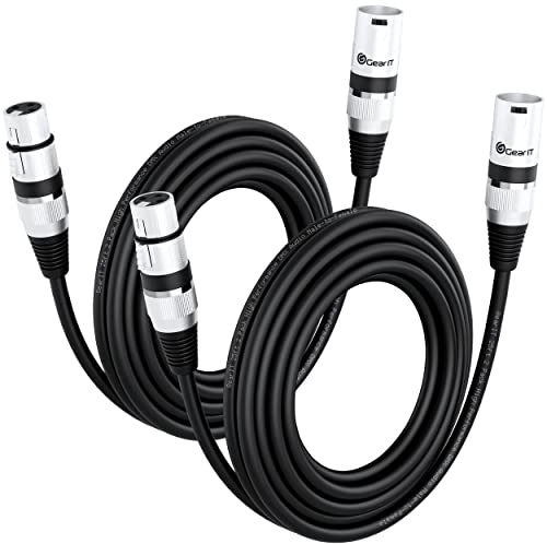 GearIT DMX Stage Lighting Cable - 25 Feet, 2-Pack (XLR Compatible) 3-Pin Balanced Shielded for DJ LED Moving Head Par Light, Mic Mixer, Recording Studio, Podcast