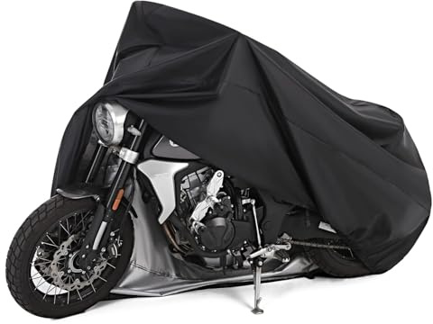 Motorcycle Cover All Season Universal Weather Waterproof Motorbike Cover with Lock-Holes & Storage Bag XXL Motorcycles Vehicle Cover for Harley Davidson, Honda, Suzuki, Kawasaki, Yamaha