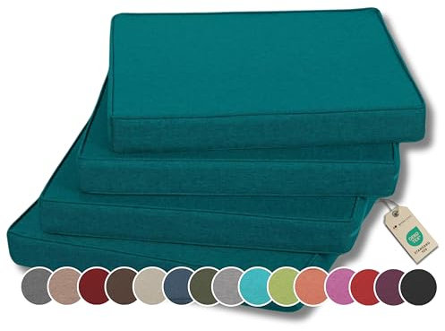 Gutekissen® Stuhlkissen Polsterauflage Auflage für Stühle/Bänke für Haus und Garten Sitzauflage Gartenkissen Sitzkissen viele Farben FK5 (45x45, Türkis, 4)