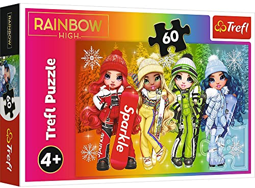 Trefl - Rainbow High, Muñecas Alegres - Rompecabezas 60 Elementos - Rompecabezas Colorido con Personajes de Cuento de Hadas Rainbow High, Creativo, Diversión para Niños a Partir de 4 años
