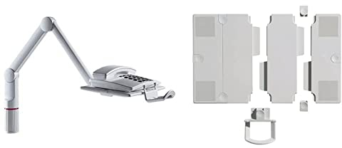 Novus TalkMaster Telefonschwenkarm (mit Telefonablage und 2-gelenkigem Schwenkarm) lichtgrau & 7950902000 Erweiterungsplatten (Set mit 2 Stück zu Vergrößerung der Auflageplatten) lichtgrau
