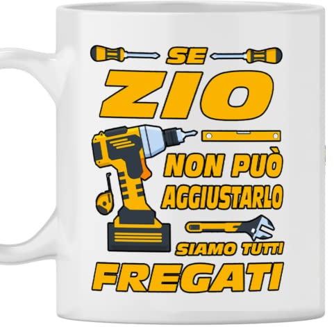 Tazza Mug in Ceramica Zio - Idea Regalo per Compleanno o Natale - Se Zio Non Può Aggiustarlo Nessuno Può Farlo