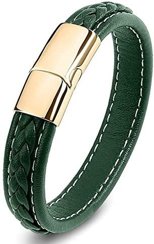 Dsnyu Männer Armband Pärchen, Bunt Leder Armbänder für Herren mit Magnet Verschluss, Einfach Retro Punk Armband für Geburtstag