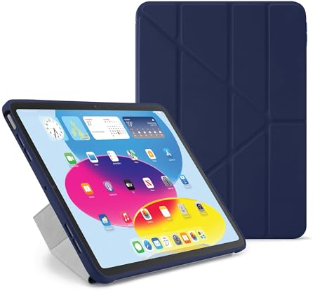 Pipetto Custodia originale in TPU Origami per iPad 10th Gen (2022) | Custodia con supporto 5 in 1 resistente agli urti | Custodia antibatterica al 99,9% - Blu scuro
