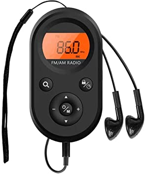 TKMARS Radio Portatil Pequeña FM/Am Recargable Radio Despertador Radio FM de Bolsillo Digital Recargable por USB para Caminar, Trotar, Dormir