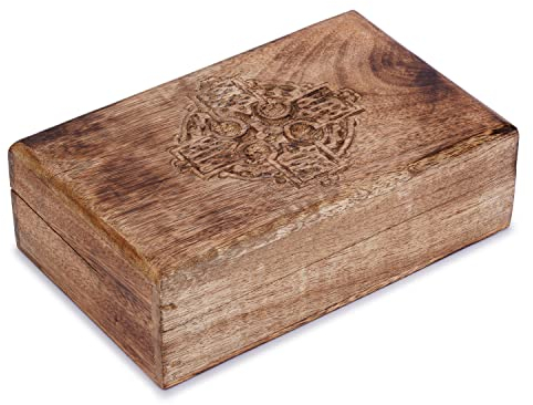 Ajuny Handgefertigte Dekorative Schmuckschatulle aus Holz mit Kreuz Design Mehrzweck Aufbewahrung für Andenken Reise Organizer Schatztruhe Schmuckhalter ideal für Geschenke