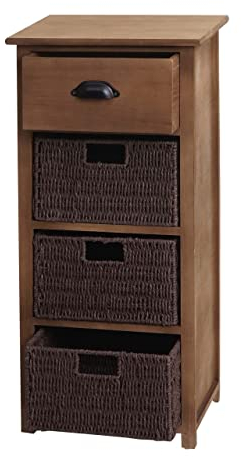 Mendler Kommode HWC-K84 mit Körben, Schrank Schubladenschrank, Holz 83x40x29cm - Dunkelbraun, Körbe Dunkelbraun
