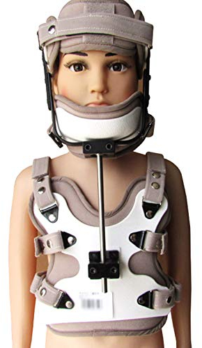 FOOJO Hals-Thorax-Korrektor für Kinder, verstellbare Kopf-Hals-Brust-Hals-Brust-Orthese, Halo-Klammer, U-Lendenwirbelstütze zur Linderung von Nacken- und oberen Rückenverletzungen