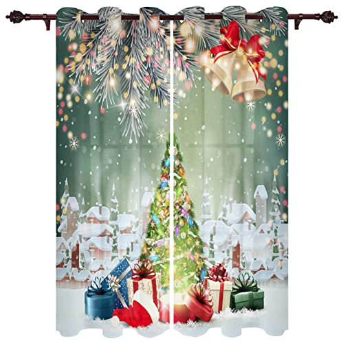 BIURKA Tende oscuranti,Campane dell'albero di Natale in tessuto impermeabile, con occhielli, per decorare il soggiorno, la cameretta dei bambini 220x210cm