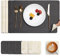 Myir JUN Tischsets Abwaschbar Leder und Untersetzer, Doppelseitigen Platzset 6er Set rutschfest Platzdeckchen Leder Kunstleder Tischset (Grau Cremeweiß, 6er Set)