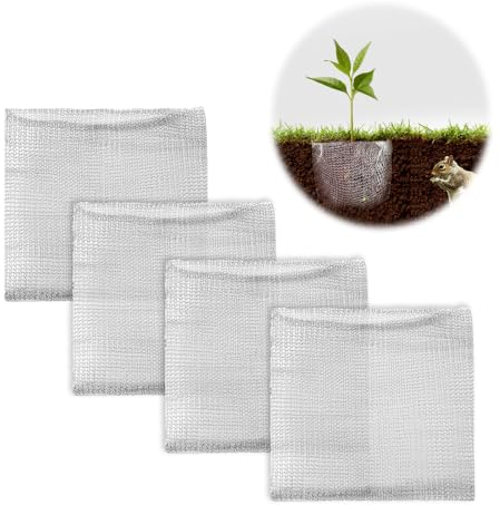 Yaclonq 4 Stück Wurzelschutz aus Edelstahl für Pflanzen,trapazierfähiger Pflanzenschutz,Metal Plant Mesh Bag Schutzkorb,für Pflanzen, Beeren, Gemüse, Wurzelschutz(18x16in)