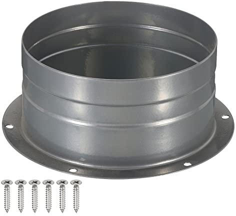 PATIKIL 5 Duct Connector Flange, Metal Straight Pipe Exhaust Flange Duct Mounting Plate with Screws for Air Heating Cooling Ventilation HVAC System