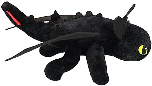 wiztex Ohnezahn Kuscheltier - 35 cm Toothless Plush Toy Nachtpelziger Drache - Waschbar Plüschtier - Ohnezahn Pelziger Drache mit gestickten Augen und großen Flügeln (Black Dragon)