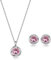 immobird Schmuck Set Damen April Geburtssteine Silber 925 Kette Und Ohrringe Set Runde Morganit-Rose Design Geschenke Für Frauen Mama