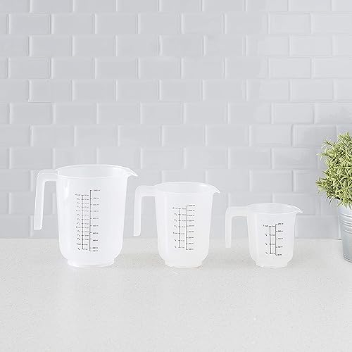 A1SONIC Plastic Measuring Jug Measuring Jugs Set of 4 | Cooking and Baking Measuring Cups - 3 Liter, 2 Liter, 1 Litre, 500ml