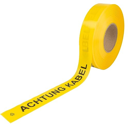 tecuro Trassenwarnband ACHTUNG KABEL, gelb, 250 m x 40 mm, PE-Folie 0,1 mm, schwarz bedruckt