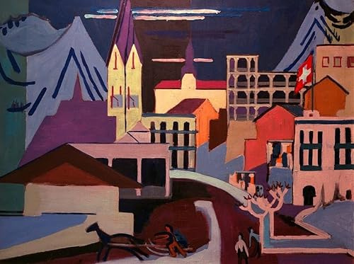 MSTECO Leinwanddruck Und Poster Wandkunst Bild Reproduktion Altes Haus auf Fehmarn von Ernst Ludwig Kirchner für Wohnkultur 60x90cm