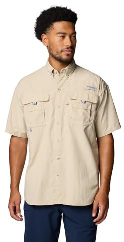 Columbia Men's PFG Bahama II Short Sleeve Shirt, Fossil, XL Tall