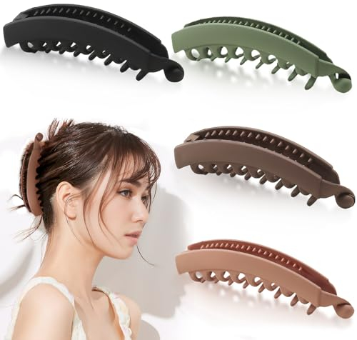 4 Stück Banana Clip Dickes Haar Banana Clip Groß Banana Hair Clip, Pferdeschwanz Haarspange Bananen Haarspange Vintage Haarspange Bananenspange Stabil Bananenspange Haare Dickes Haar Groß, für Damen