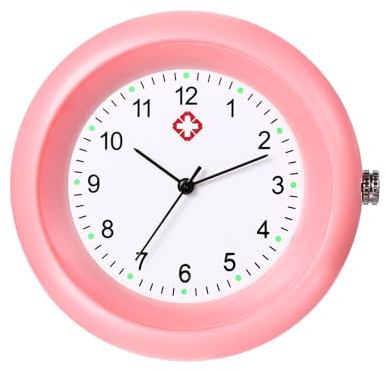 JewelryWe Schwesternuhr Krankenschwesteruhr Taschenuhr Stethoskop: Rosa Analog Quarz Uhr Damen Herren leicht lesbare Stethoskopuhr Arbeitsuhr für Krankenschwestern Ärzte Pflege