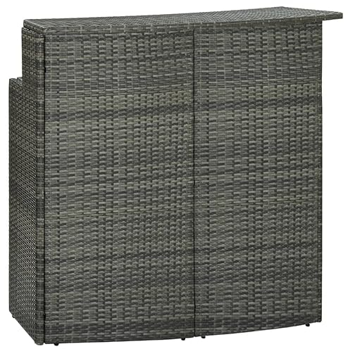 Garten-Bartisch Grau 120x55x110 cm Poly Rattan, Outdoor-Tisch, für Zuhause, Garten, Bar