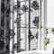 Treatmentex Spitze Vorhang Jacquard Gardinen mit Ösen Schwarze 3D Blumenmuster Halbtransparente Vorhänge Vintage Romantisch Dekoschal Ösenvorhänge für Wohnzimmer, Schwarz, 2 Stücke, 140×145CM(B×H)