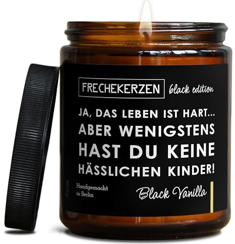 Lustige Duftkerze mit Spruch für Mama & Papa | Handgemacht aus Sojawachs | In Geschenkbox | Valentinstag Geburtstagsgeschenk für Eltern, Vater, Vatertag, Mutter, Muttertag |Black Vanilla