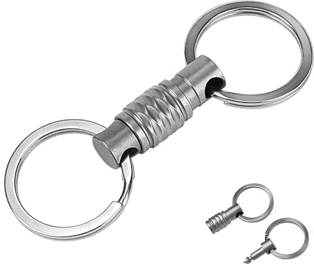 Noopel Quick Release Keyring 1 Pack, Titanium Keyring Heavy Duty Pull Apart Detachable Key Organiser Mens Car Key Chain Clip with 2 Stainless Steel Key Rings (1)